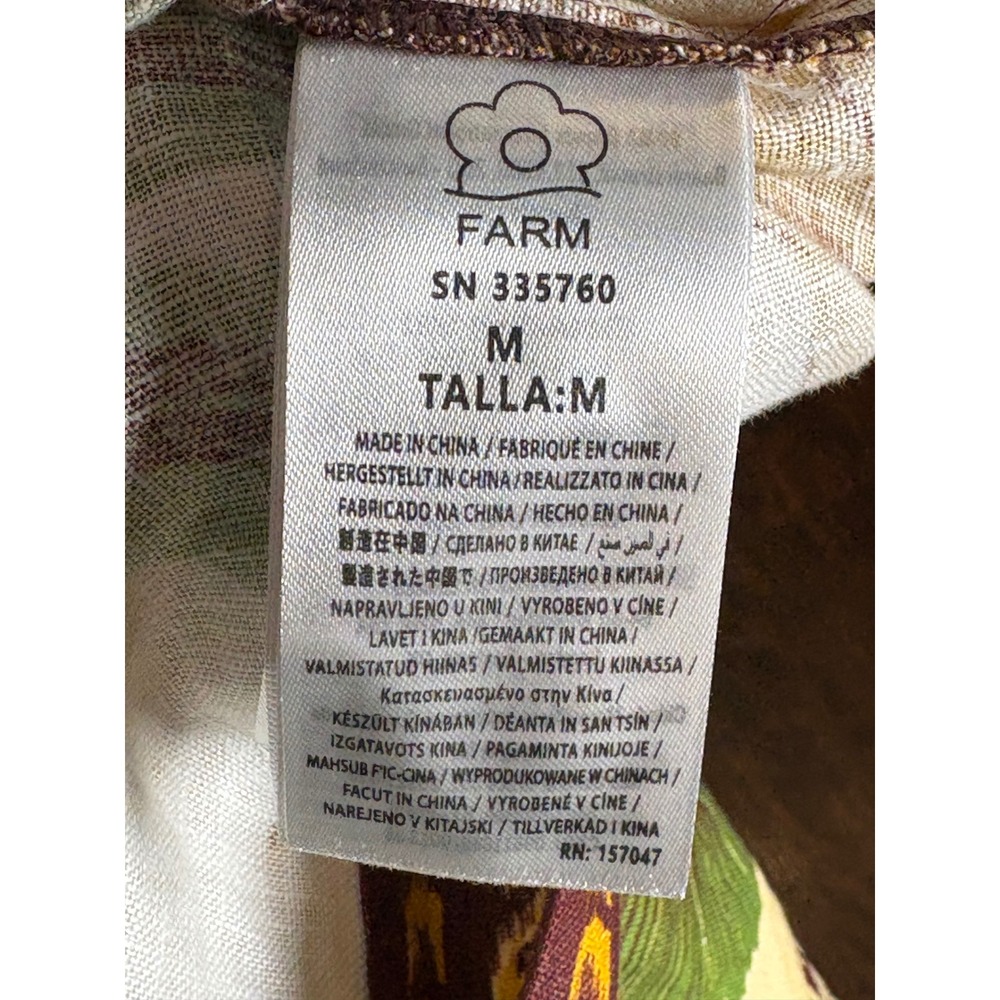 Farm Rio Foliage Sketch Sand Halter Neck Mini Dress Linen Tropical Medium New - Picture 7 of 10